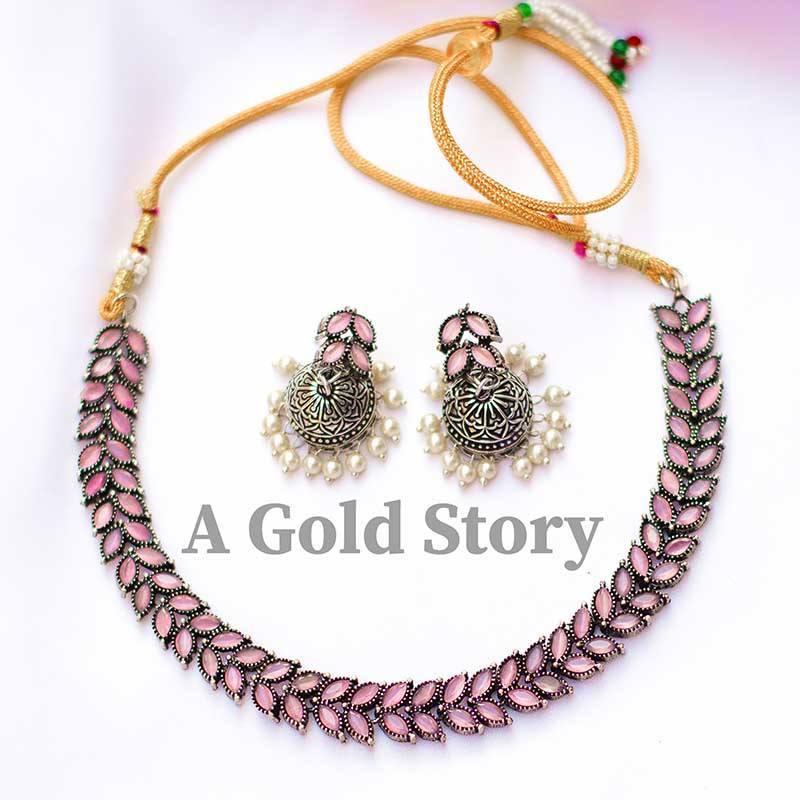 QANDHAR NECKLACE SET LIGHT PINK - A GOLD STORY