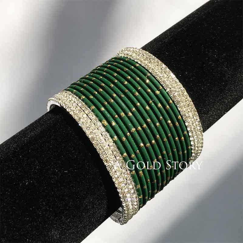 INDIAN BANGLES SET BOTTLE GREEN - A GOLD STORY