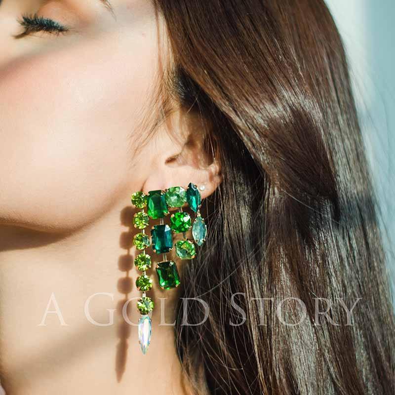 SELENA EARRINGS GREEN - A GOLD STORY