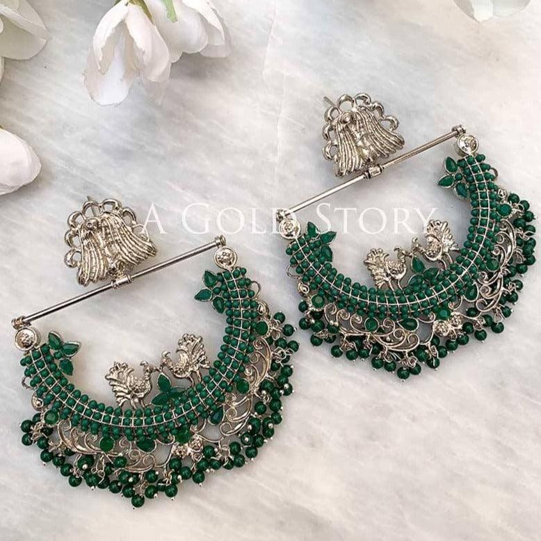 PRENA EARRINGS SILVER EMERALD GREEN - A GOLD STORY