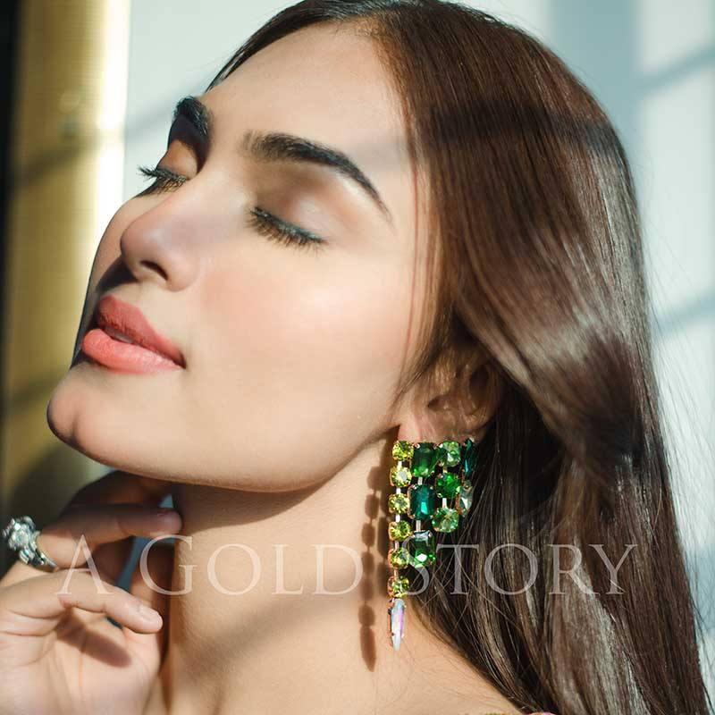 SELENA EARRINGS GREEN - A GOLD STORY