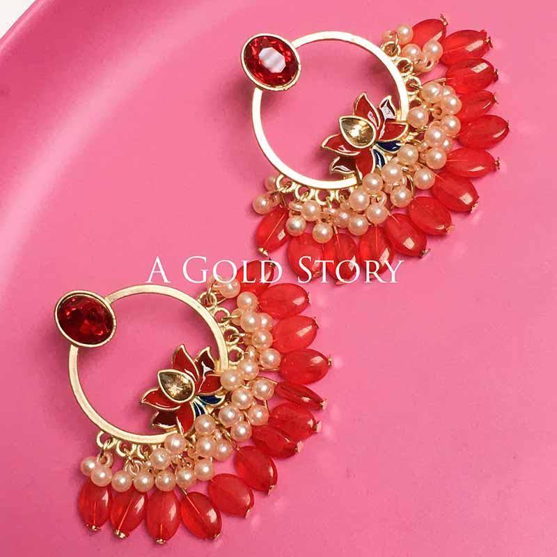 HIBA EARRINGS RED - A GOLD STORY