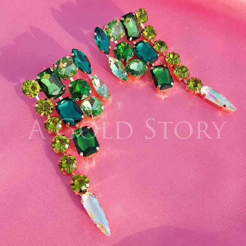 SELENA EARRINGS GREEN - A GOLD STORY