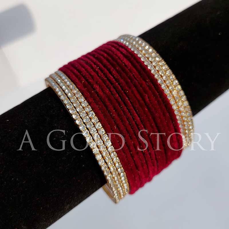 METAL VELVET BANGLES MAROON - A GOLD STORY