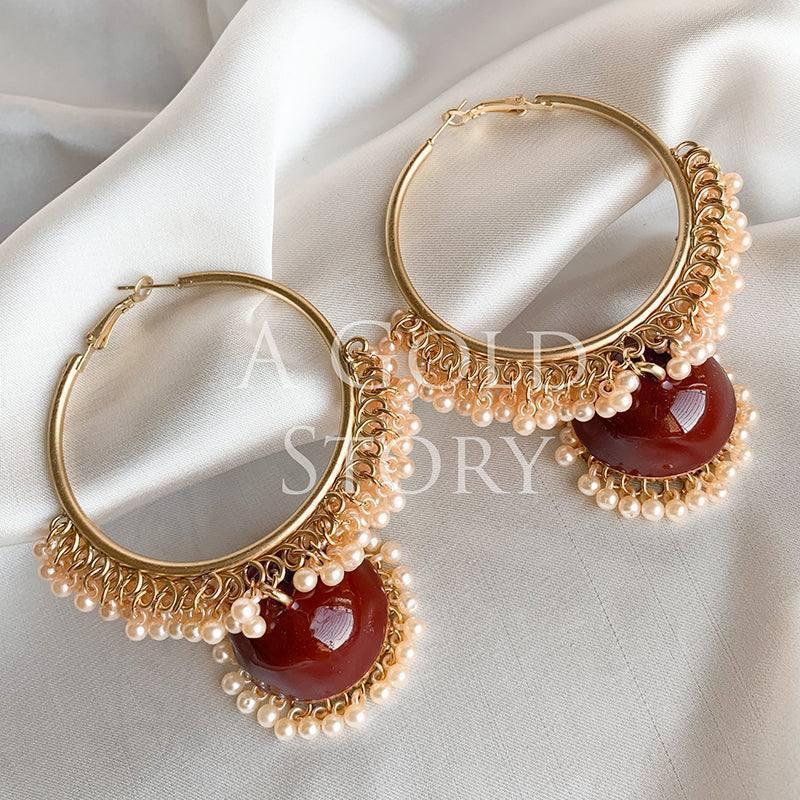 MADHU BALI JHUMKAY MAROON - A GOLD STORY