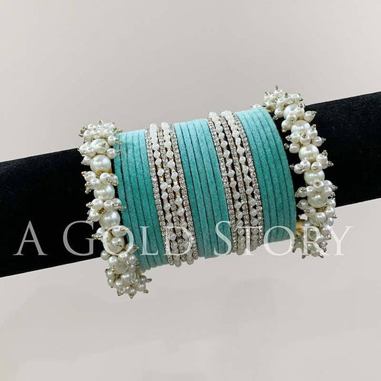 WISH BANGLES SET SEA GREEN - A GOLD STORY