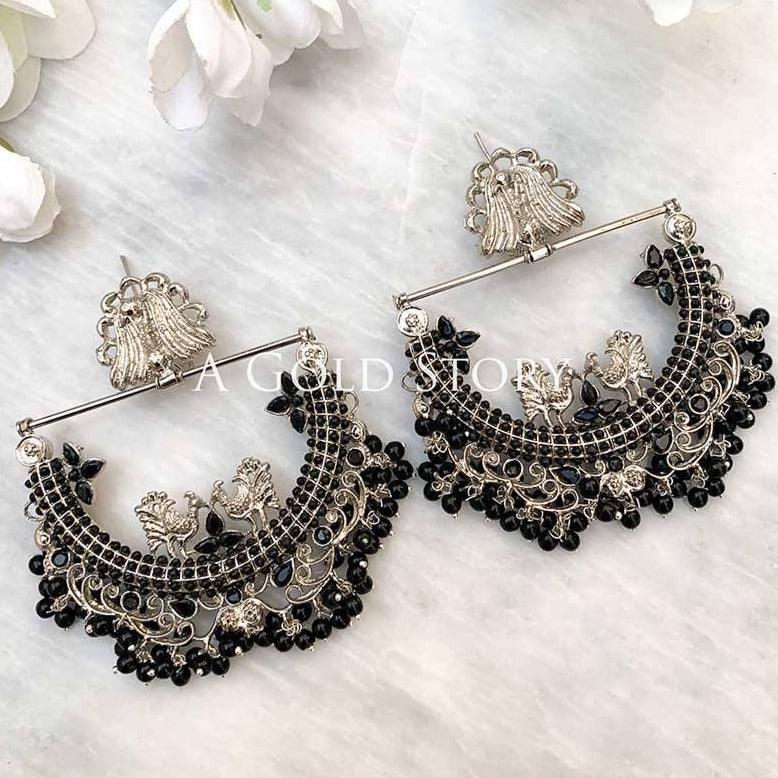 PRENA EARRINGS SILVER BLACK - A GOLD STORY