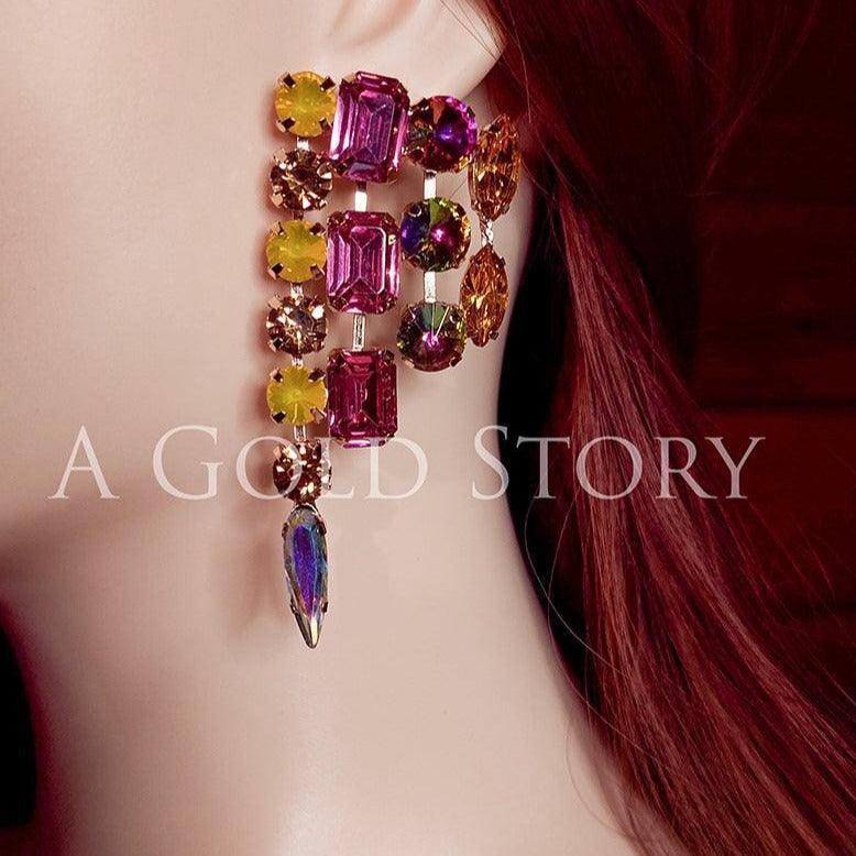 SELENA EARRINGS ORANGY TONES - A GOLD STORY