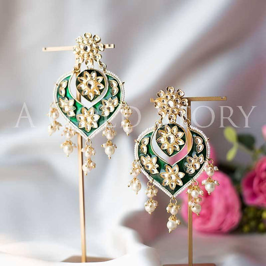 DIYA EARRINGS GREEN - A GOLD STORY
