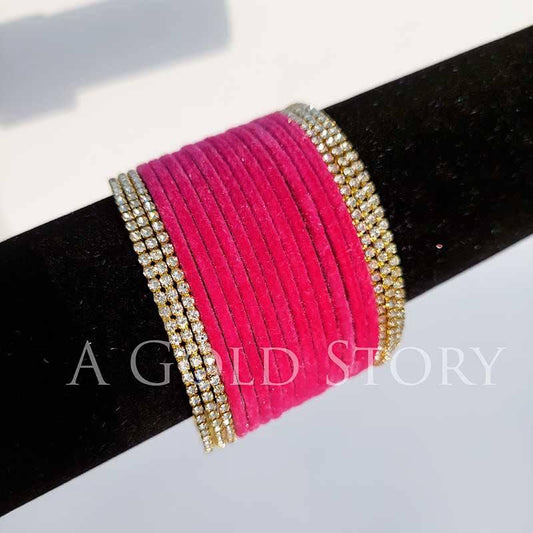 METAL VELVET BANGLES HOT PINK - A GOLD STORY