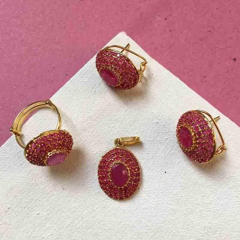 ZINNIA PENDANT SET RUBY - A GOLD STORY