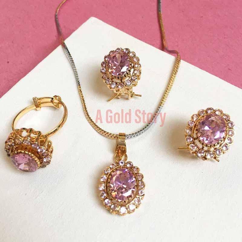 SWEETHEART PENDANT SET BABY PINK - A GOLD STORY