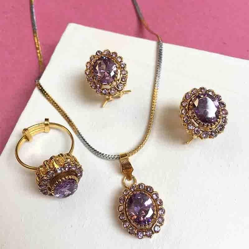 SWEETHEART PENDANT SET LILAC - A GOLD STORY