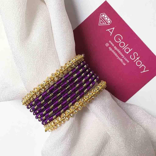 METAL RIBBON BANGLES PURPLE - A GOLD STORY