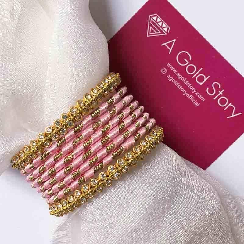 METAL RIBBON BANGLES PINK - A GOLD STORY