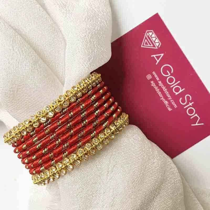 METAL RIBBON BANGLES RED - A GOLD STORY