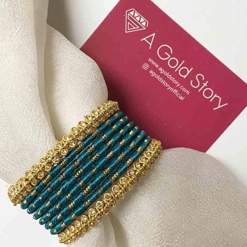 METAL RIBBON BANGLES TEAL - A GOLD STORY