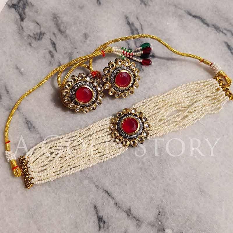 ALIA  CHOKER SET RED - A GOLD STORY