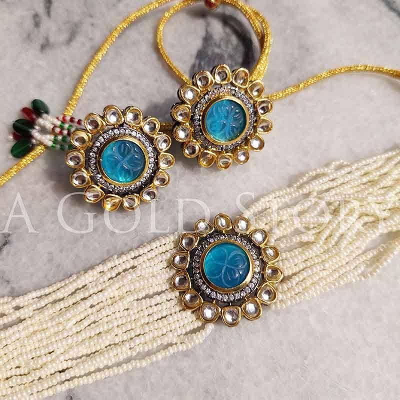 ALIA  CHOKER SET OCEAN BLUE - A GOLD STORY