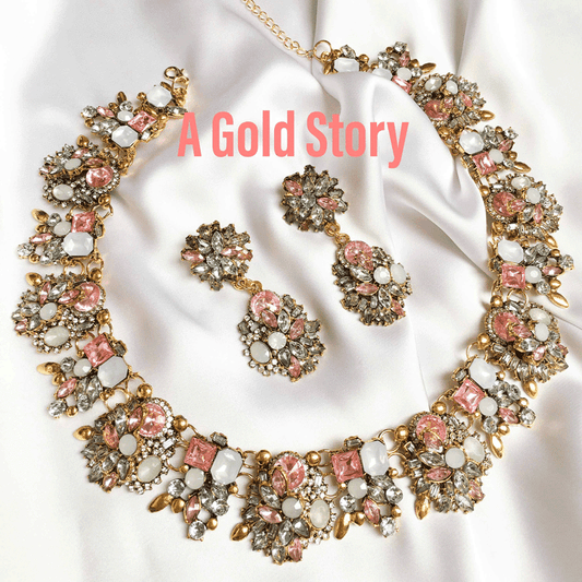 Anna necklace set Baby Pink - A GOLD STORY