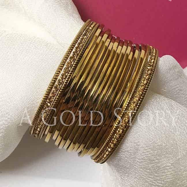 USWA INDIAN METAL BANGLES SET GOLDEN - A GOLD STORY