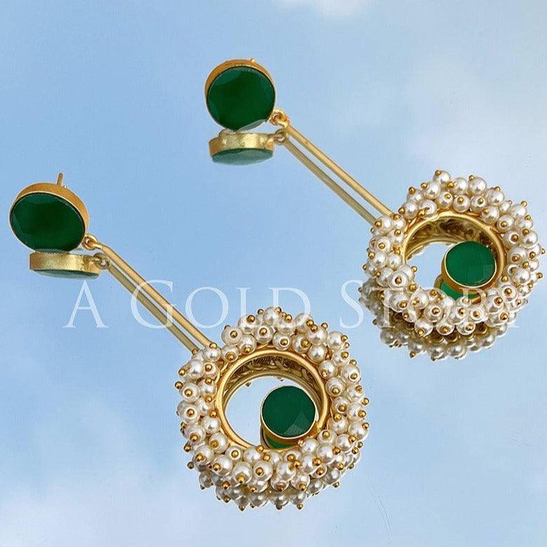 GRACE EARRINGS GREEN - A GOLD STORY