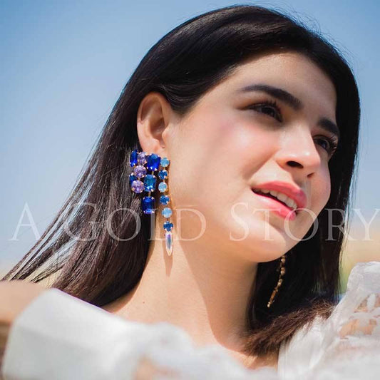 SELENA EARRINGS BLUE - A GOLD STORY